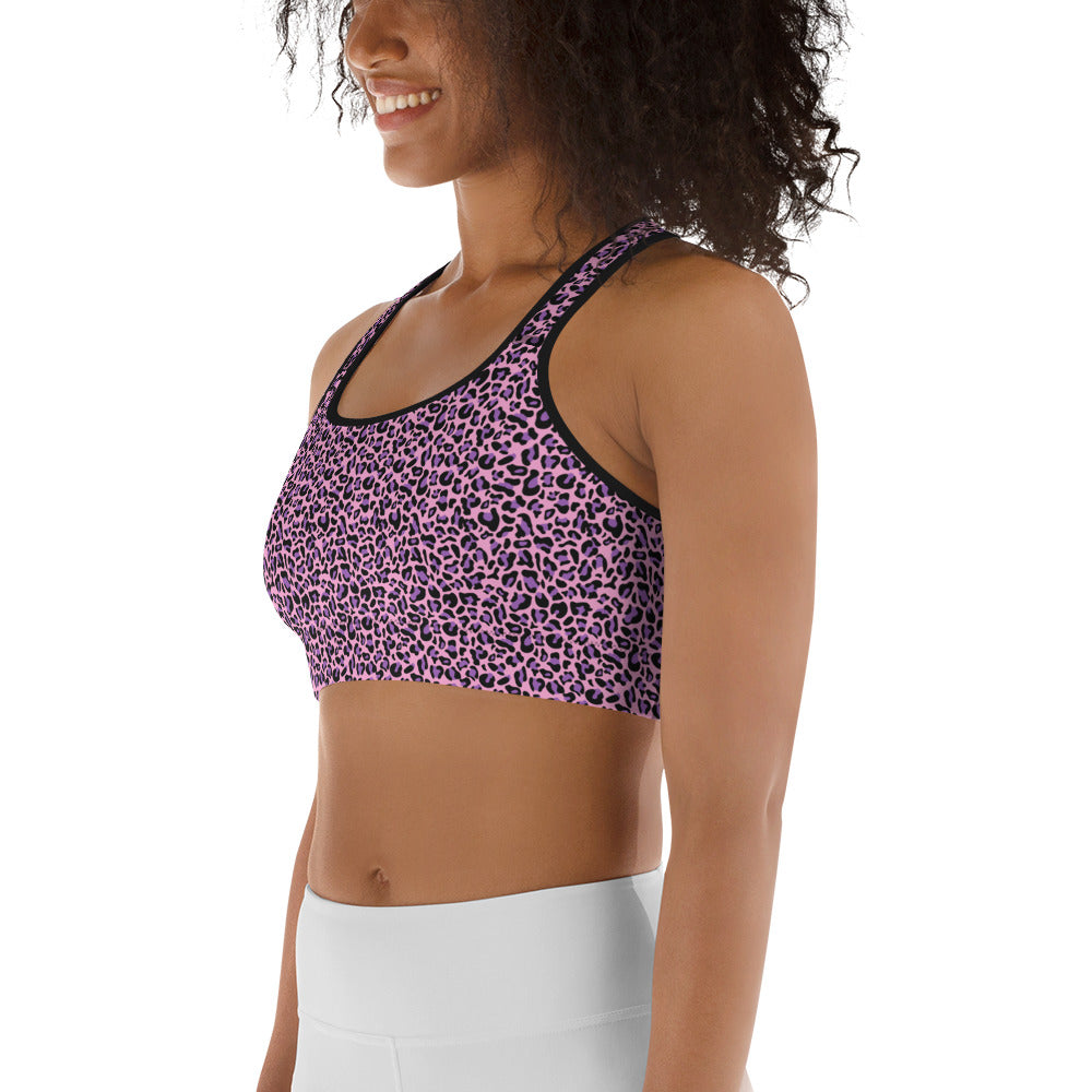 Purple & Pink Leopard Print Sports bra