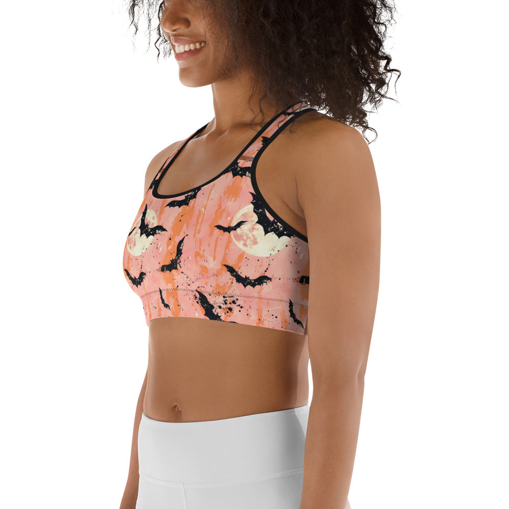 Spooky Bats Halloween Sports bra