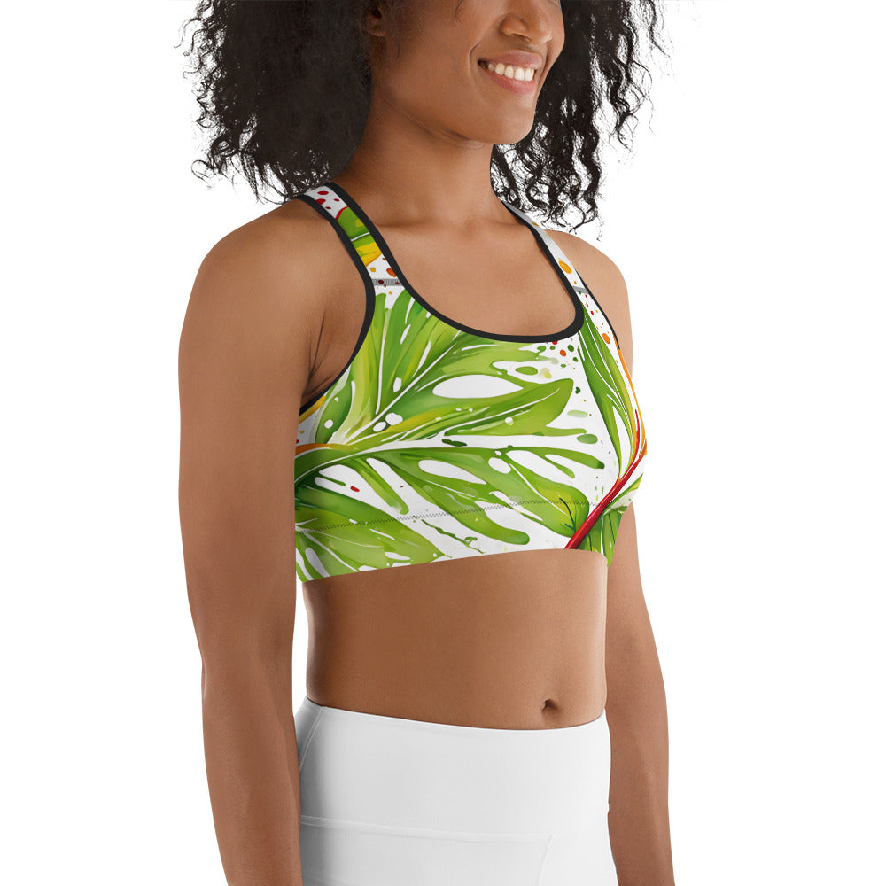 Palm Leaf Splash Sports bra