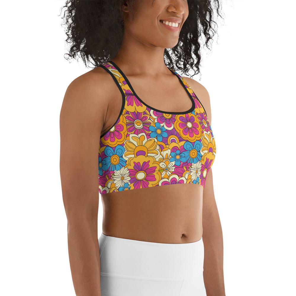 Vibrant Floral Print Sports bra