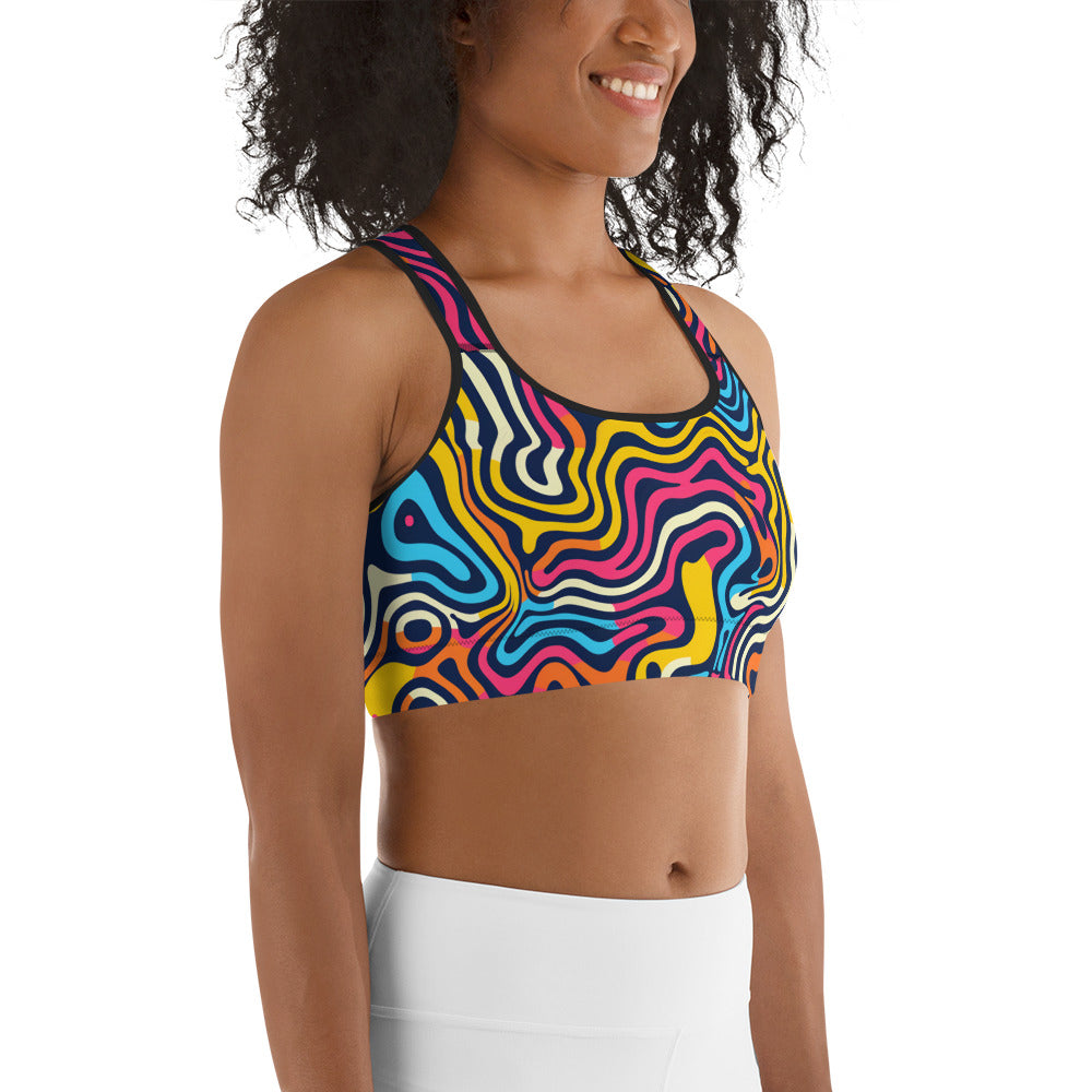 Psychedelic Waves Pattern Sports bra