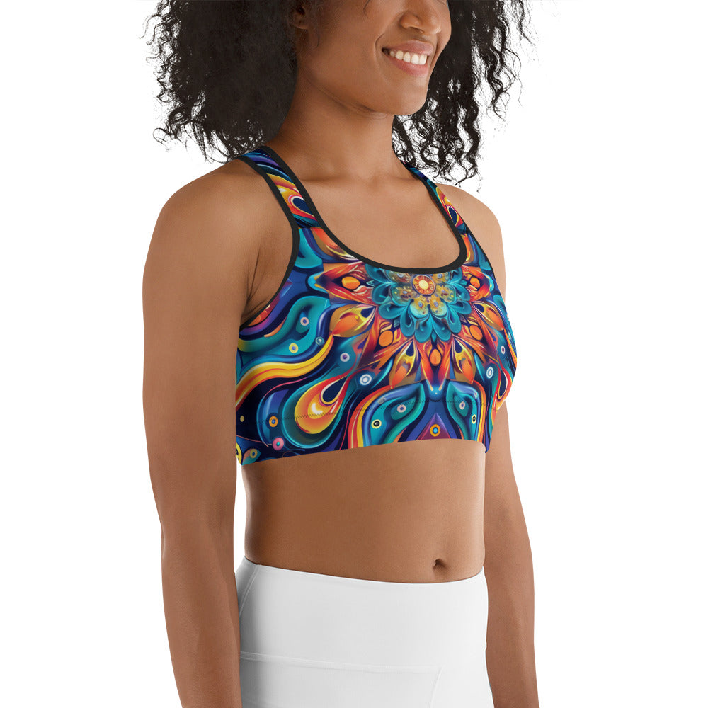 Psychedelic Illusion Pattern Sports bra