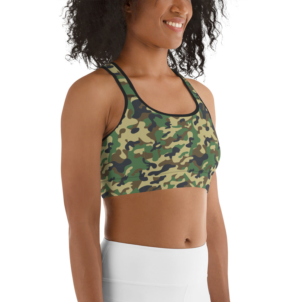 Classic Green Camo Sports bra