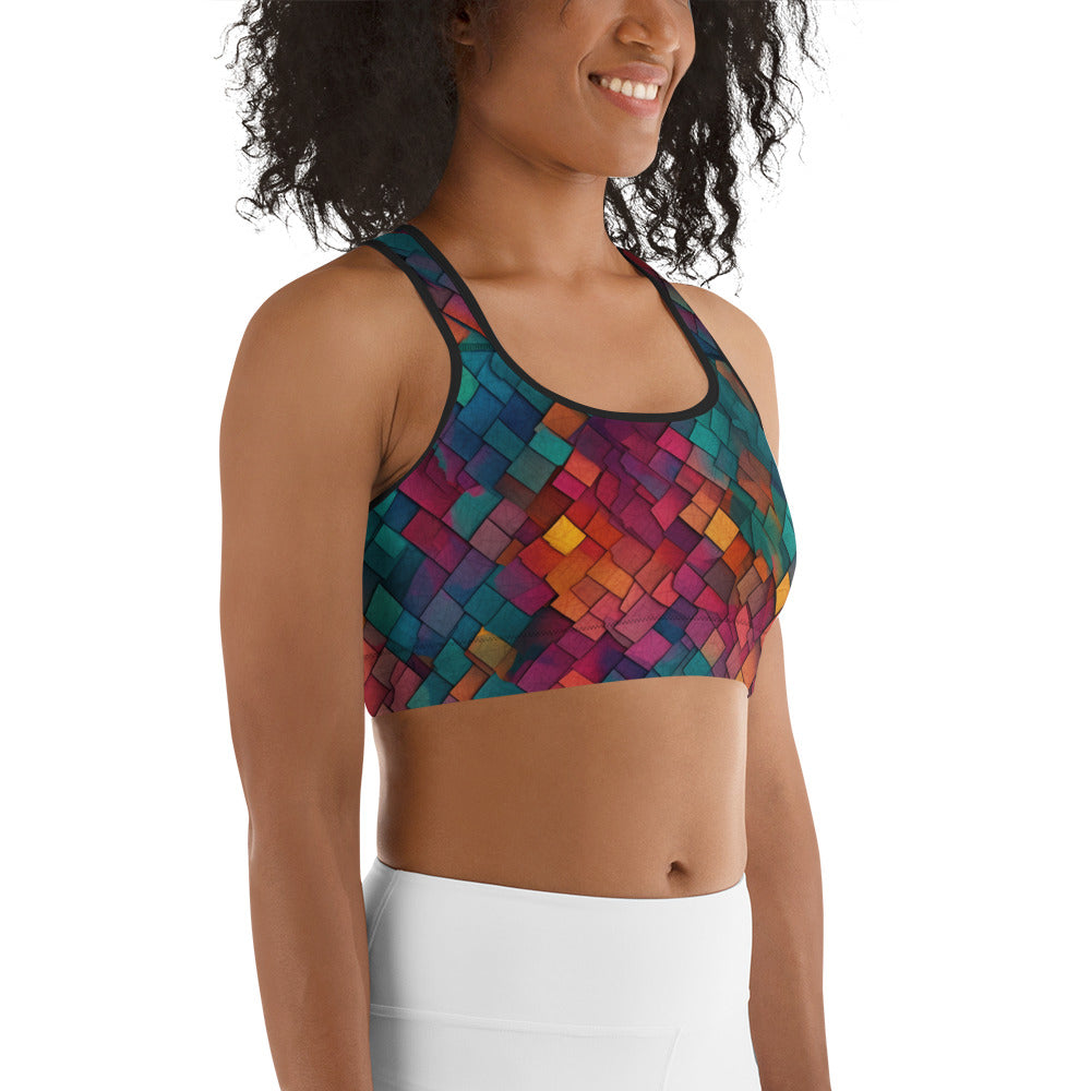 Colorful Geometric Pattern Sports bra