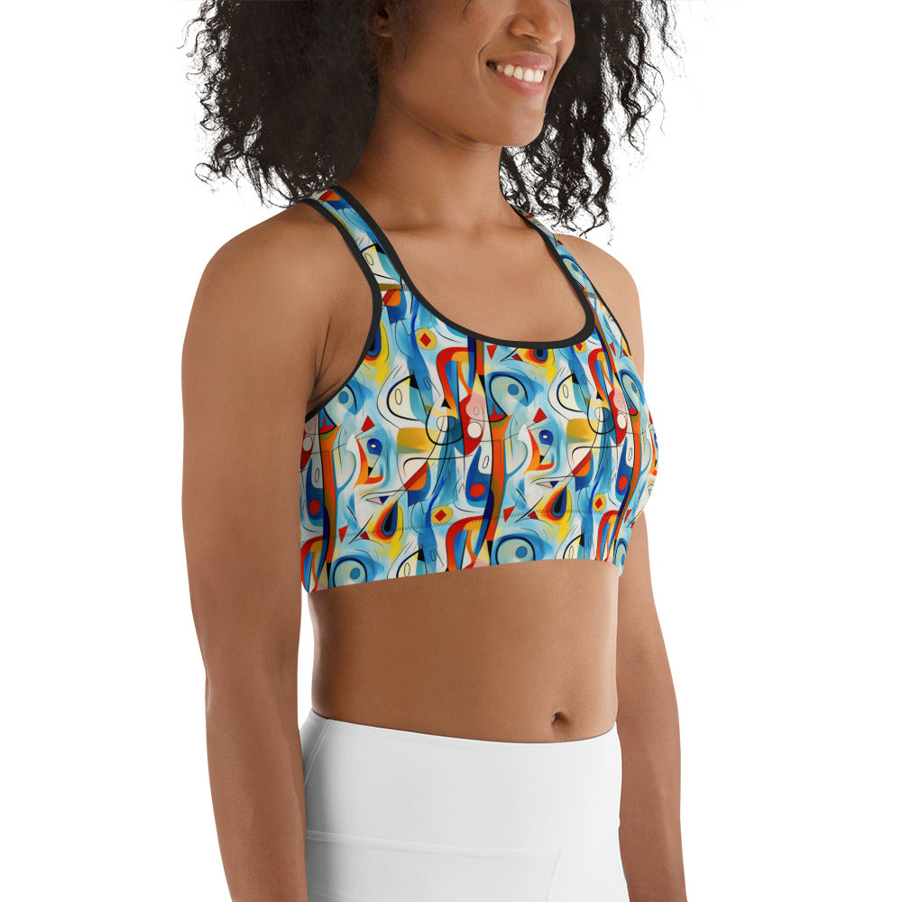 Geometric Pop Culture Pattern Printed Sports bra