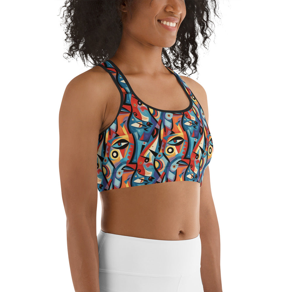 Pop Culture Geometric Pattern Sports Bra