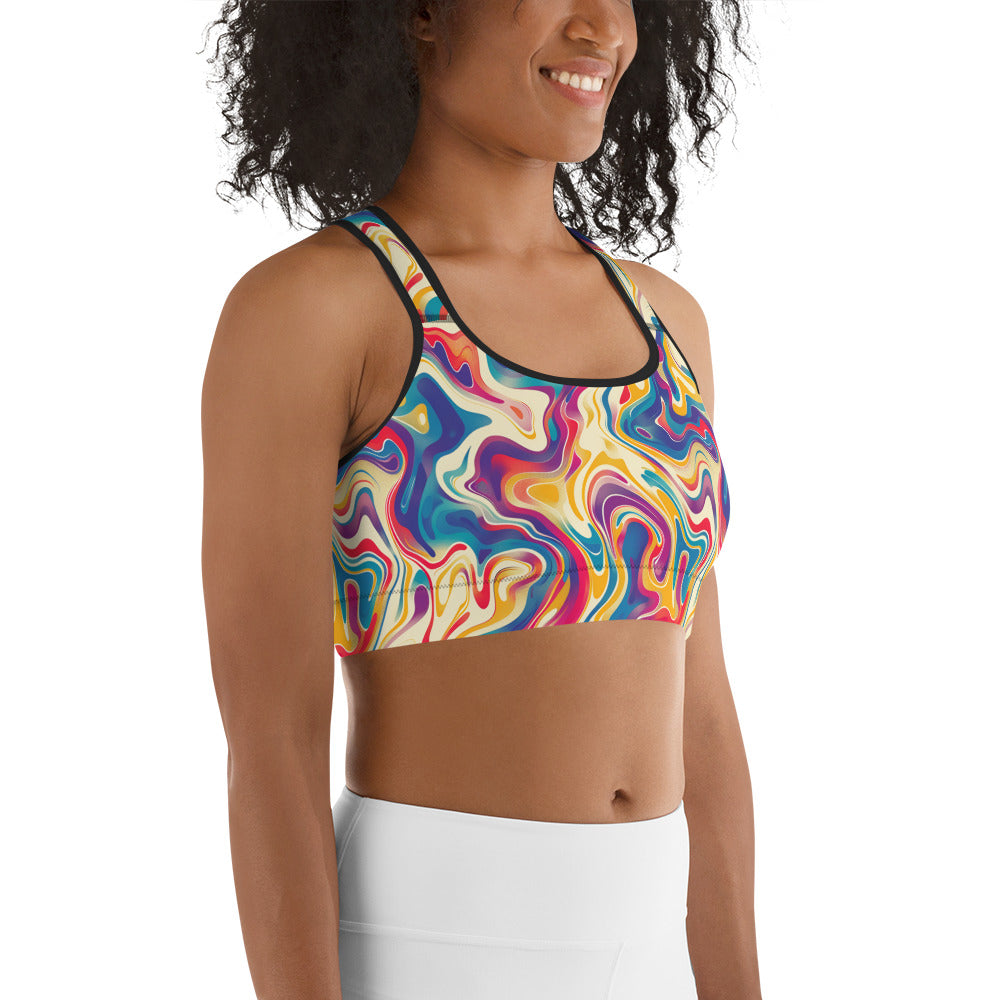 Psychedelic Color Flow Printed Sports bra