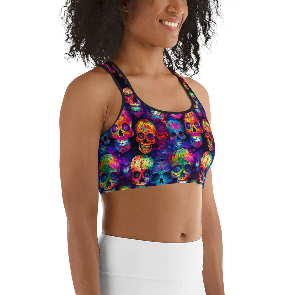 Colorful Sugar Skulls Sports bra