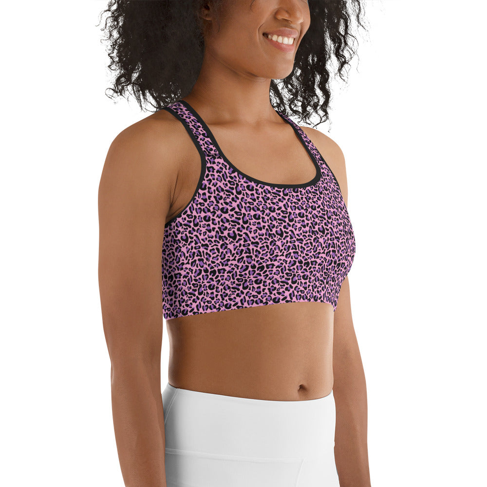 Purple & Pink Leopard Print Sports bra