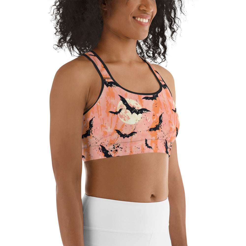 Spooky Bats Halloween Sports bra