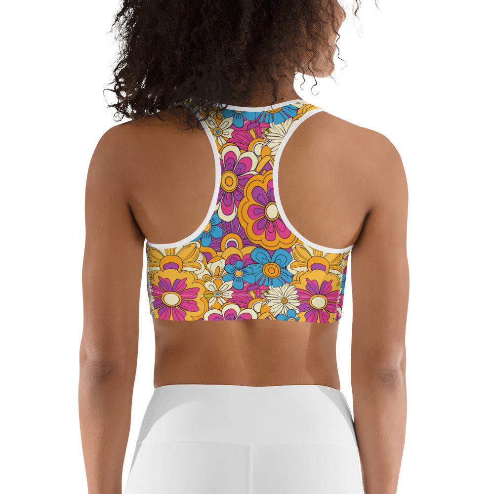 Vibrant Floral Print Sports bra