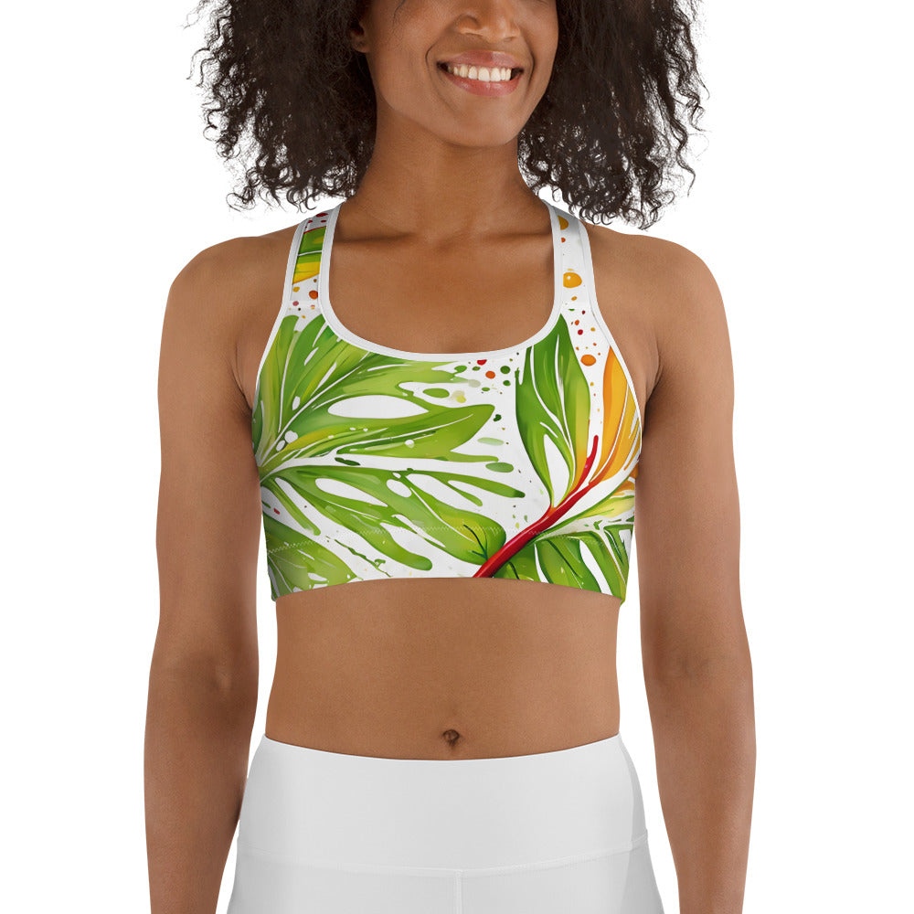 Palm Leaf Splash Sports bra