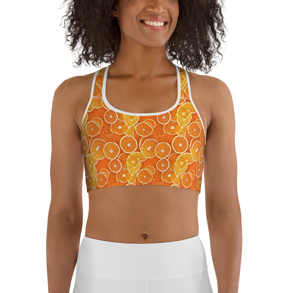 Orange Slice Tropicana Vibes Sports bra