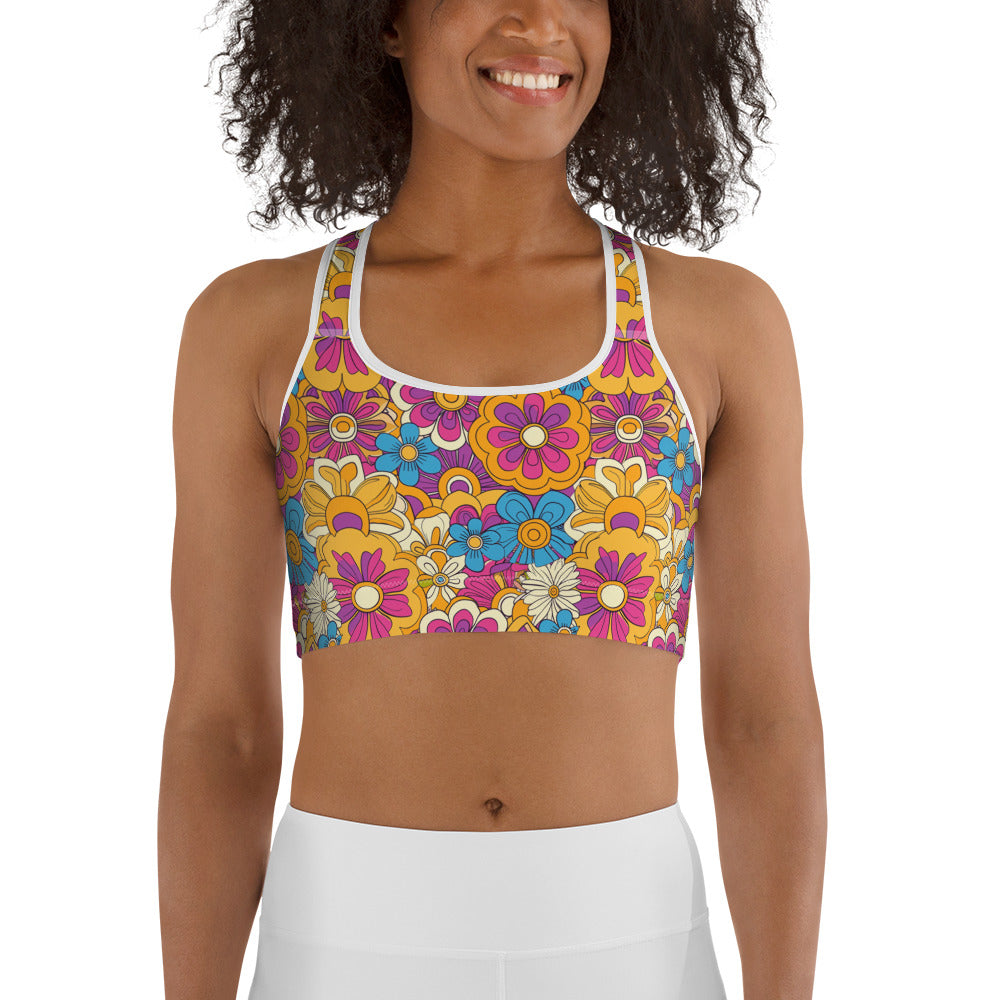 Vibrant Floral Print Sports bra