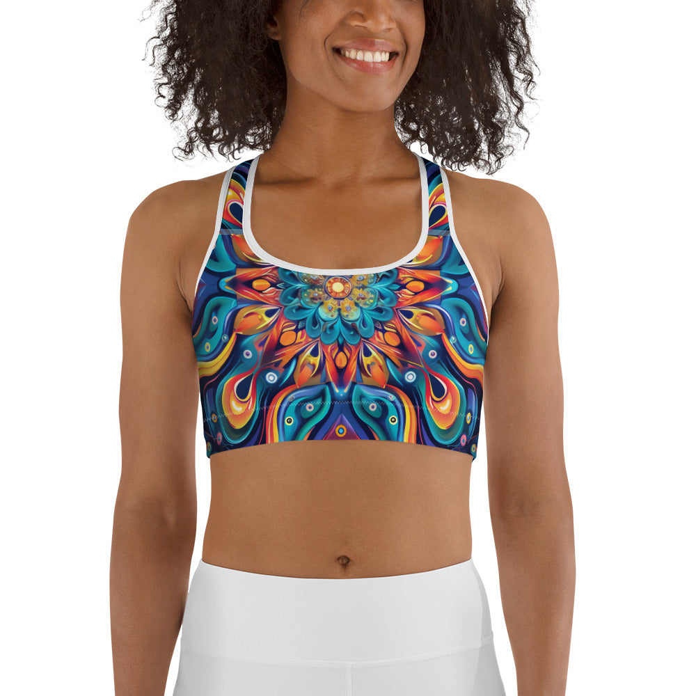 Psychedelic Illusion Pattern Sports bra