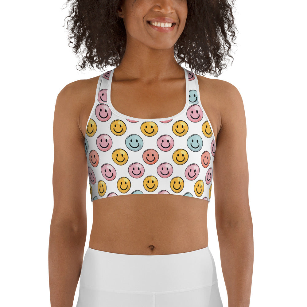 Bubble Gum Emoji Smiley Printed Sports bra