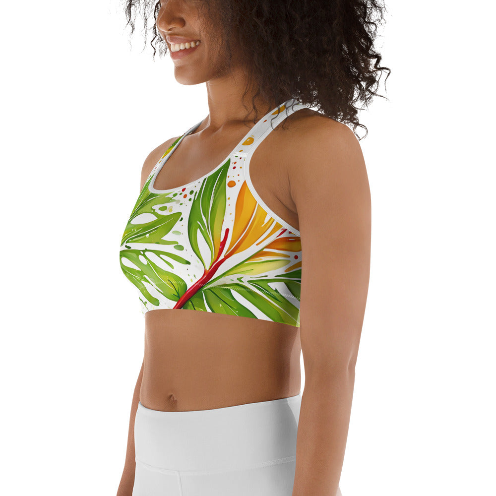 Palm Leaf Splash Sports bra