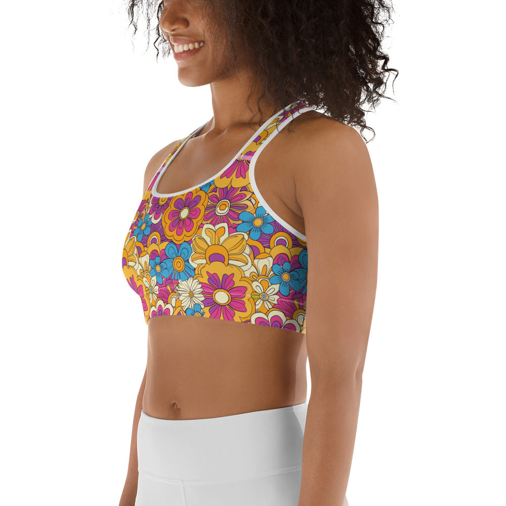 Vibrant Floral Print Sports bra