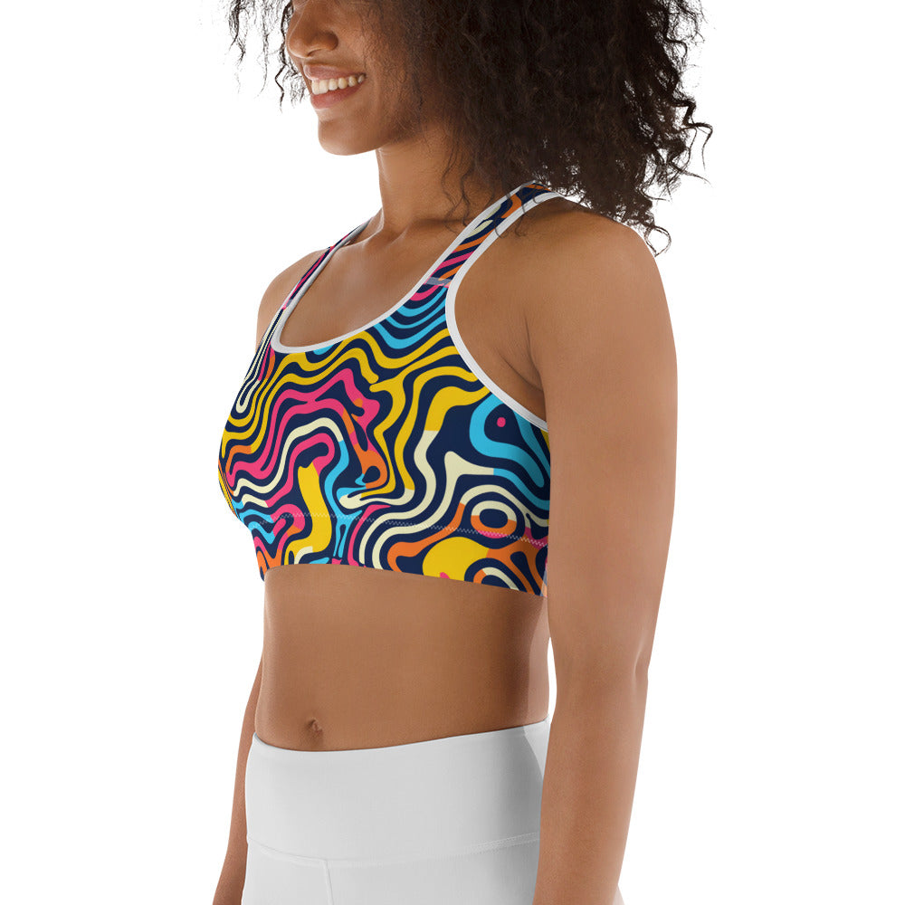 Psychedelic Waves Pattern Sports bra