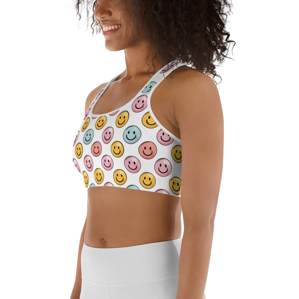 Bubble Gum Emoji Smiley Printed Sports bra