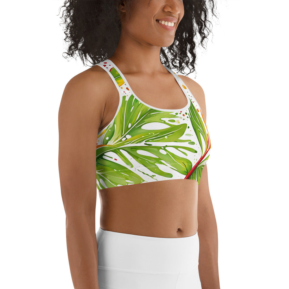 Palm Leaf Splash Sports bra