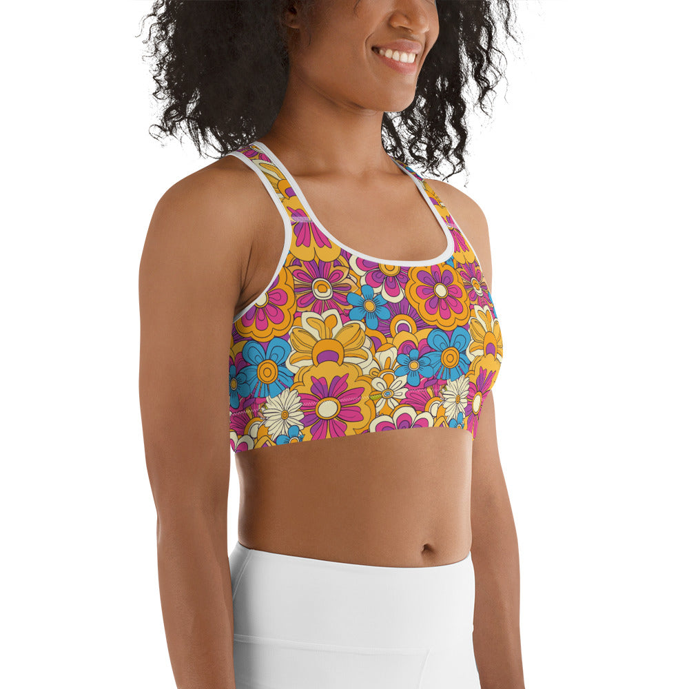 Vibrant Floral Print Sports bra