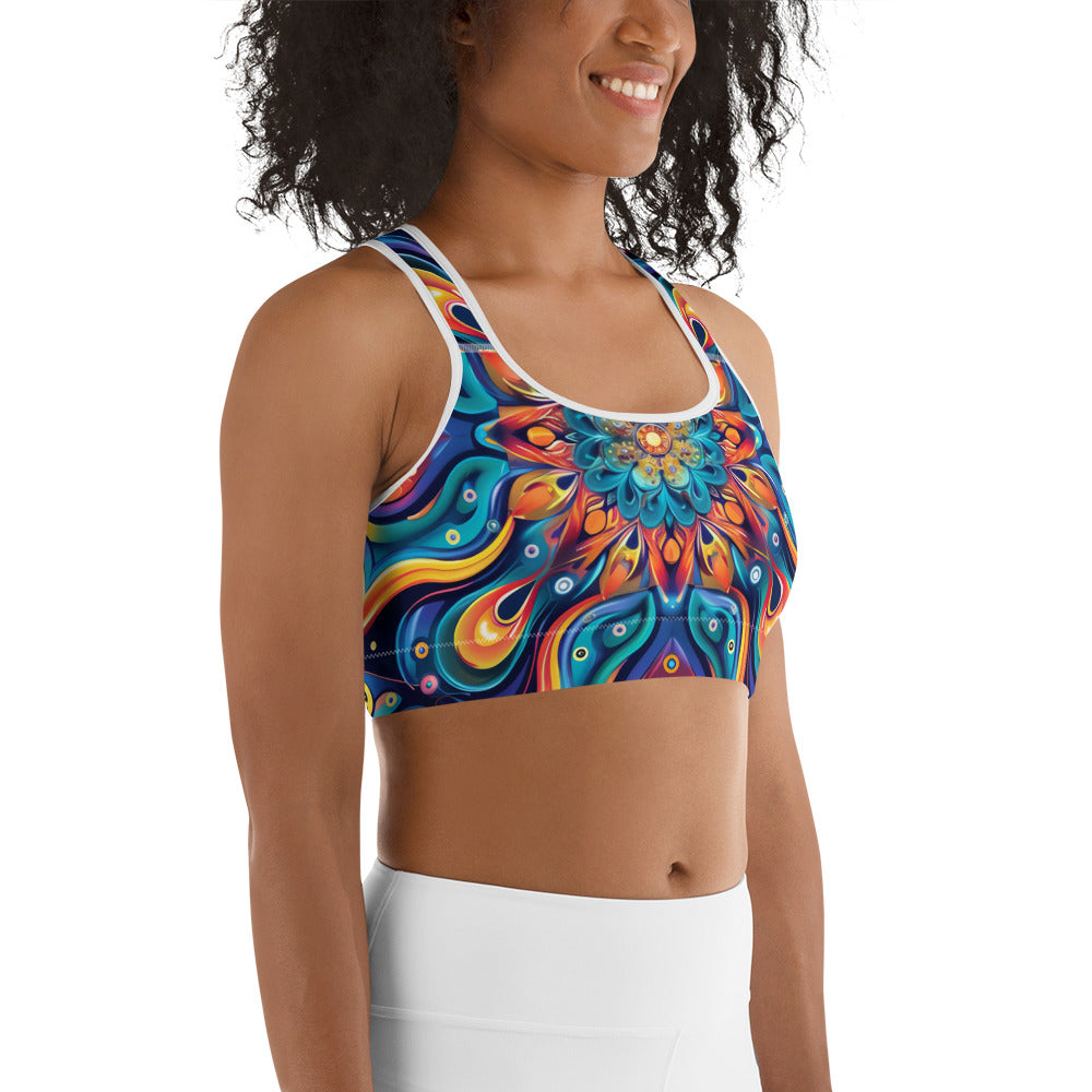 Psychedelic Illusion Pattern Sports bra