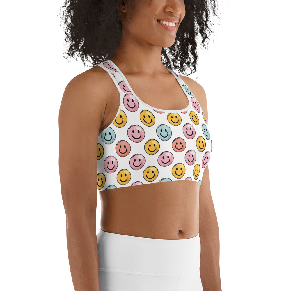 Bubble Gum Emoji Smiley Printed Sports bra