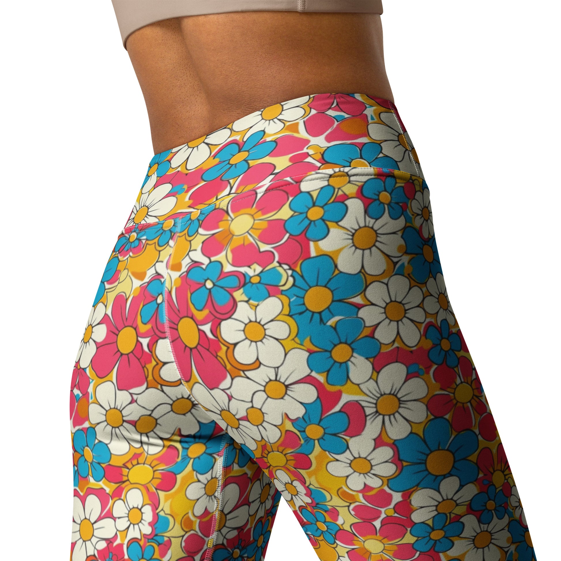 Spring Floral Print Yoga Leggings