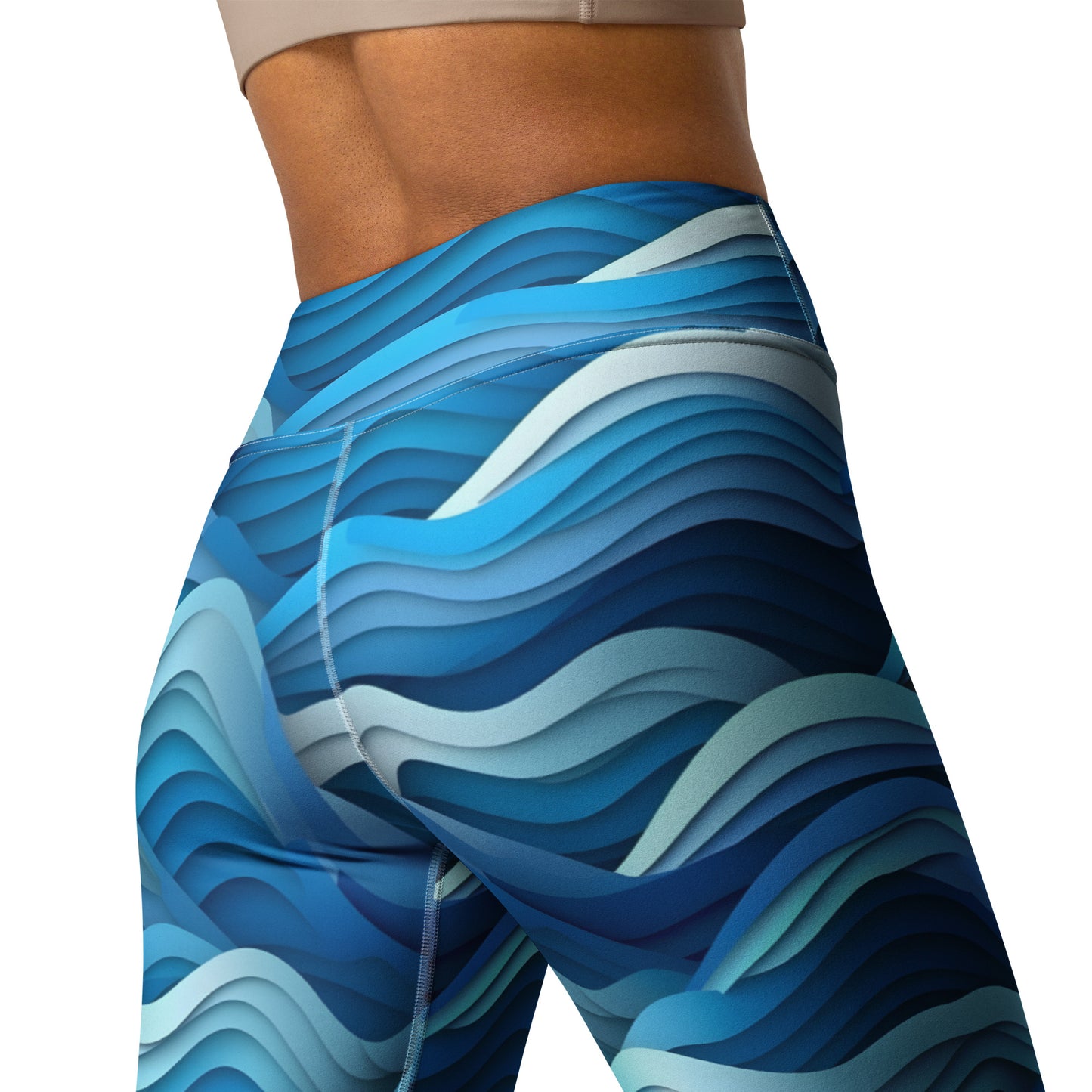 Waves Are Blue Yoga Leggings