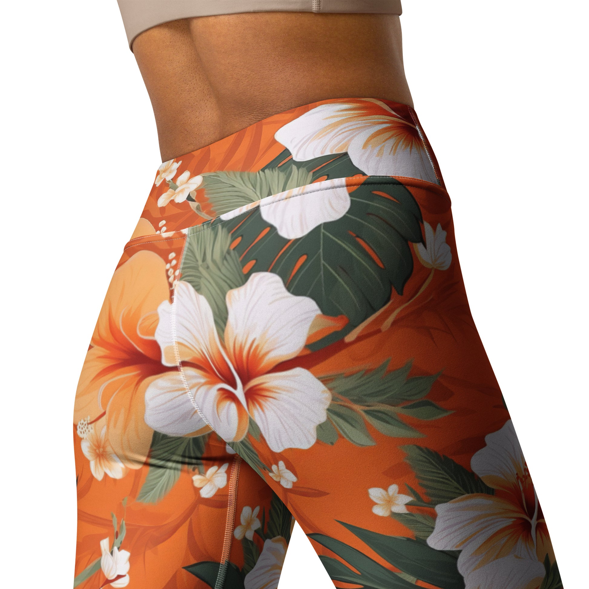 Hibiscus Floral Yoga Leggings