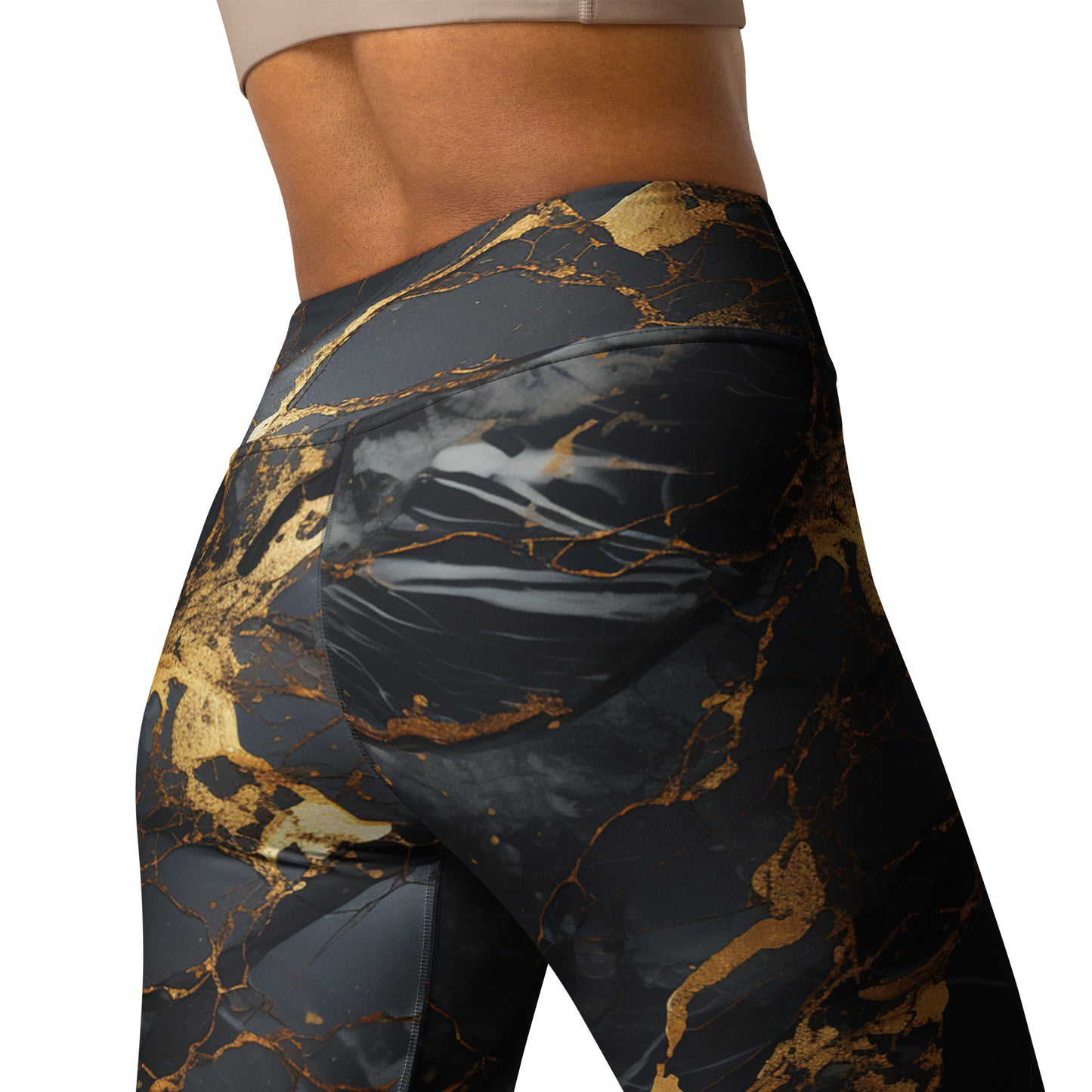 Black & Gold Marble Yoga Leggings