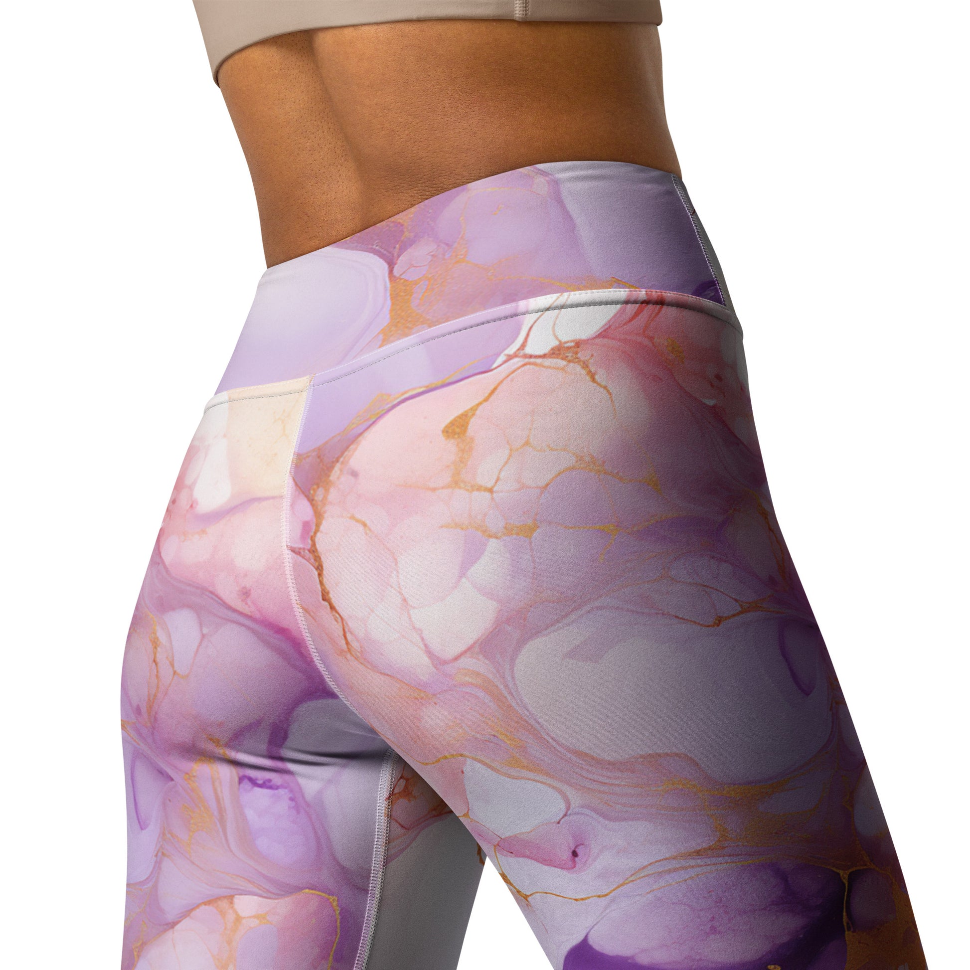 Shaddes of Purple Marble Yoga Leggings