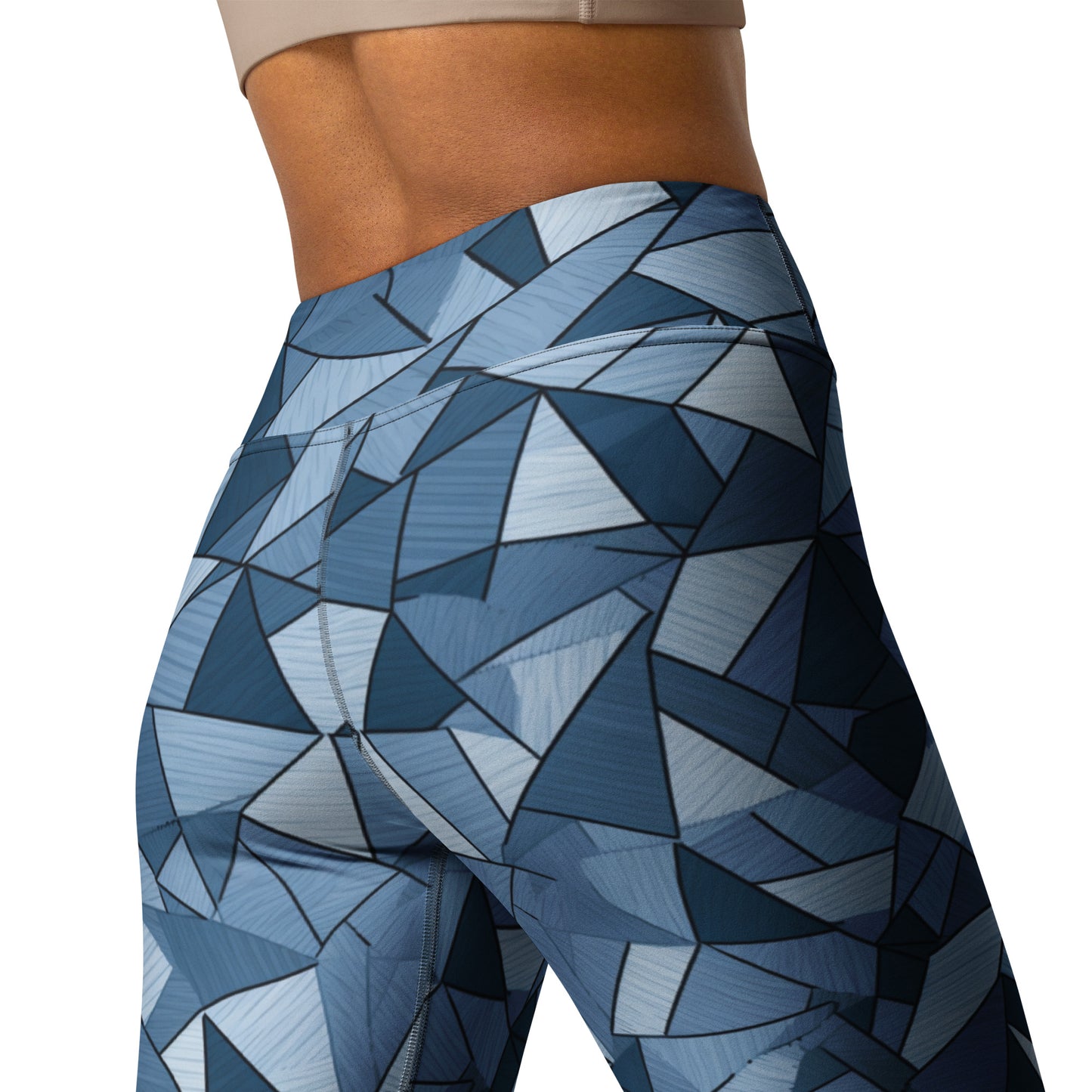 Denim Geometric Pattern Yoga Leggings