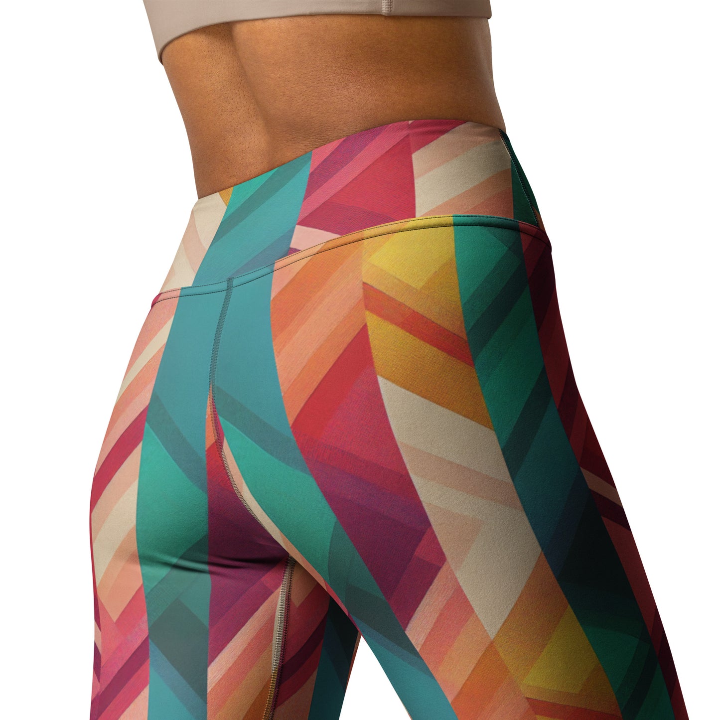 Stripe Geometric Pattern Yoga Leggings