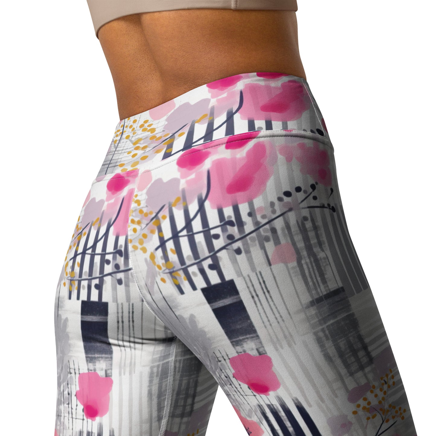 Pink Floral Printed Yoga Leggings