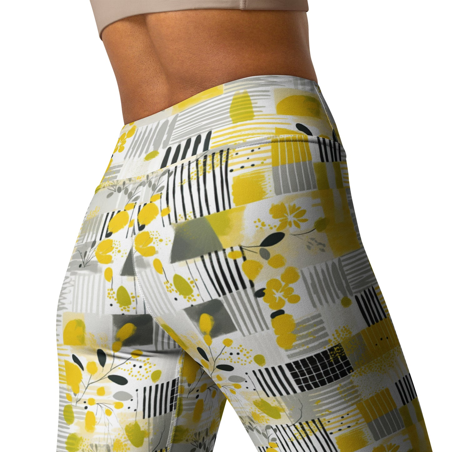 Yellow Bloom Printed Yoga Leggings