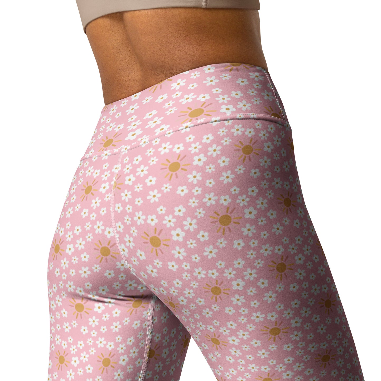 Pink Floral Printed Yoga Leggings