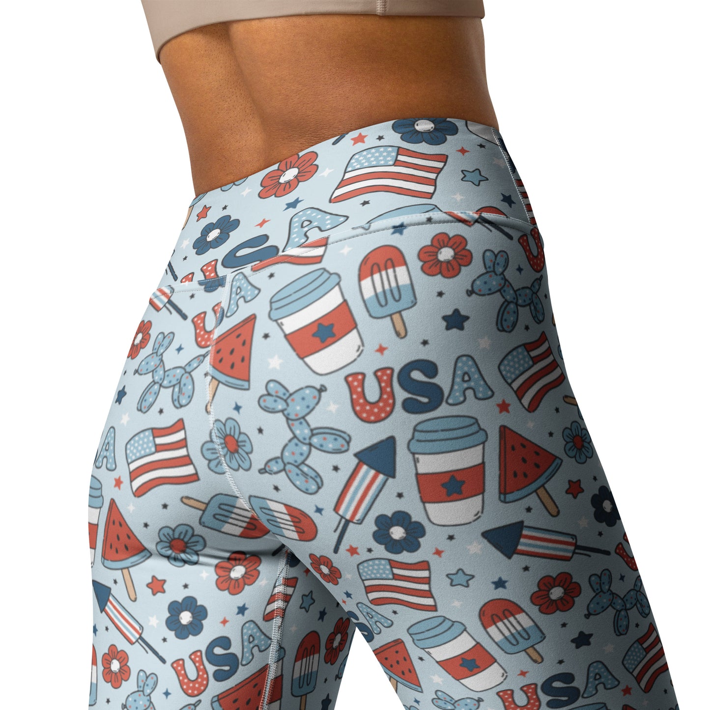 USA Patriotic Party Print Yoga Leggings