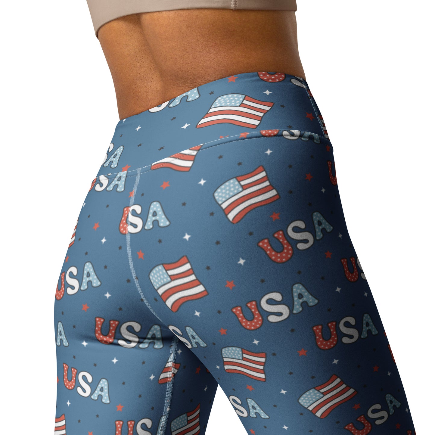 USA Flag Printed Yoga Leggings