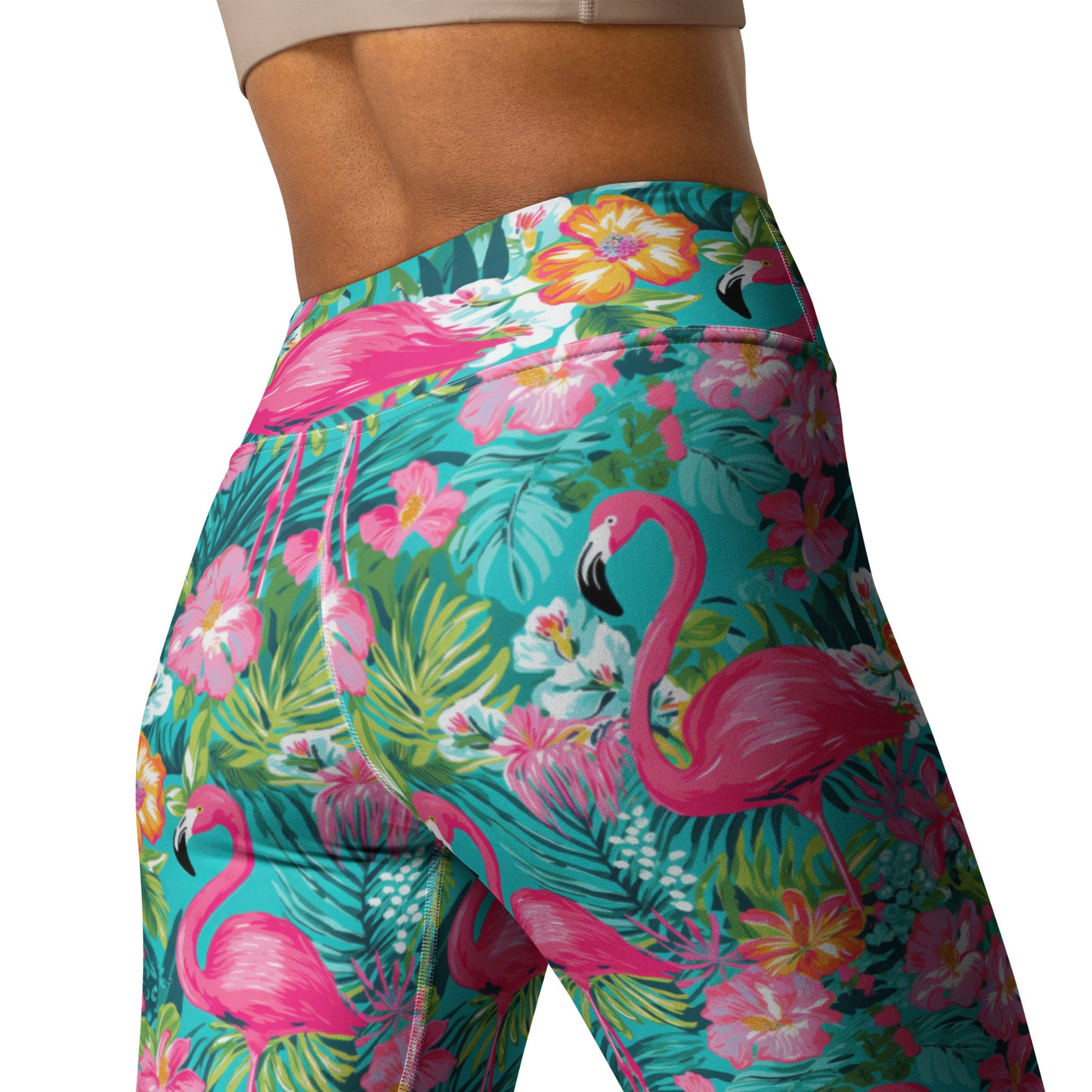 Tropical Flamingo Print Yoga Leggings