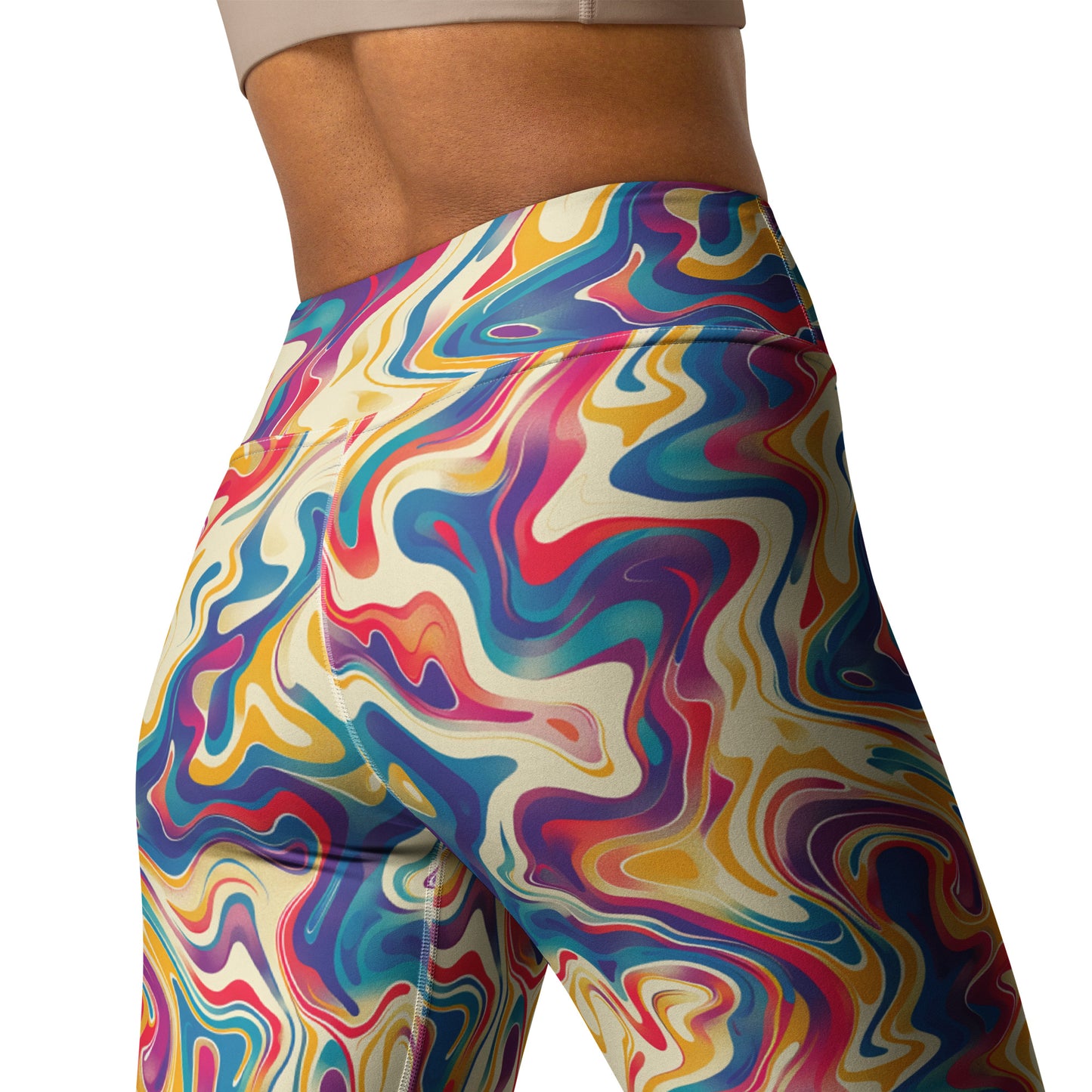 Psychedelic Color Flow Pattern Printed Yoga Leggings