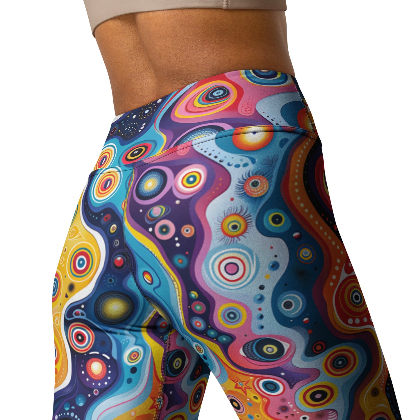 Vibrant Psychedelic Pattern Printed Yoga Leggings