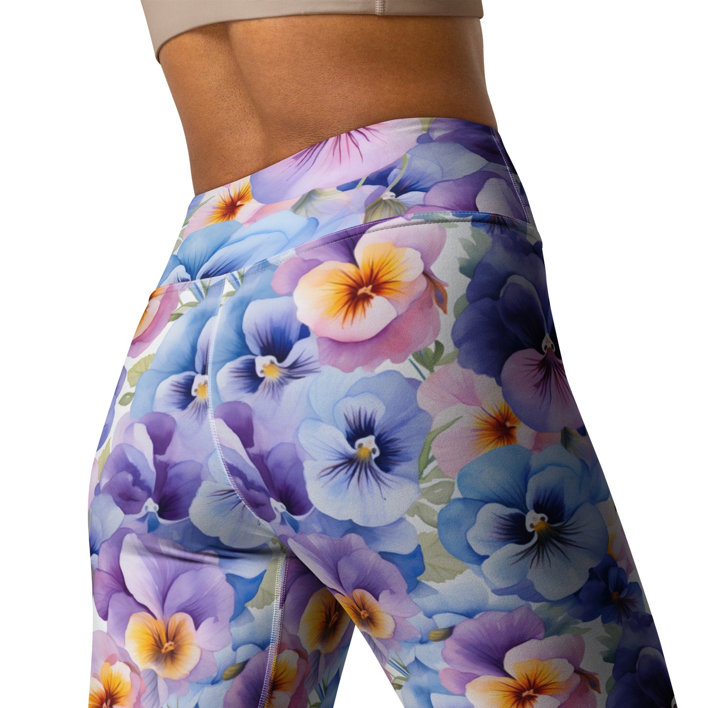 Whispering Pansies Floral Yoga Leggings