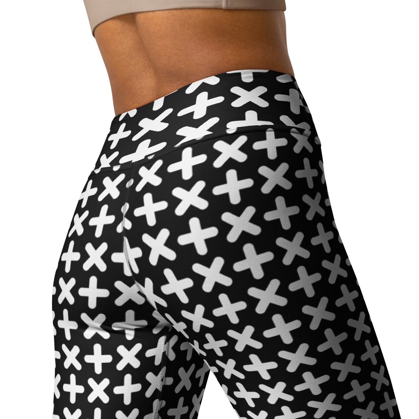 Black Geometric Pattern Yoga Leggings