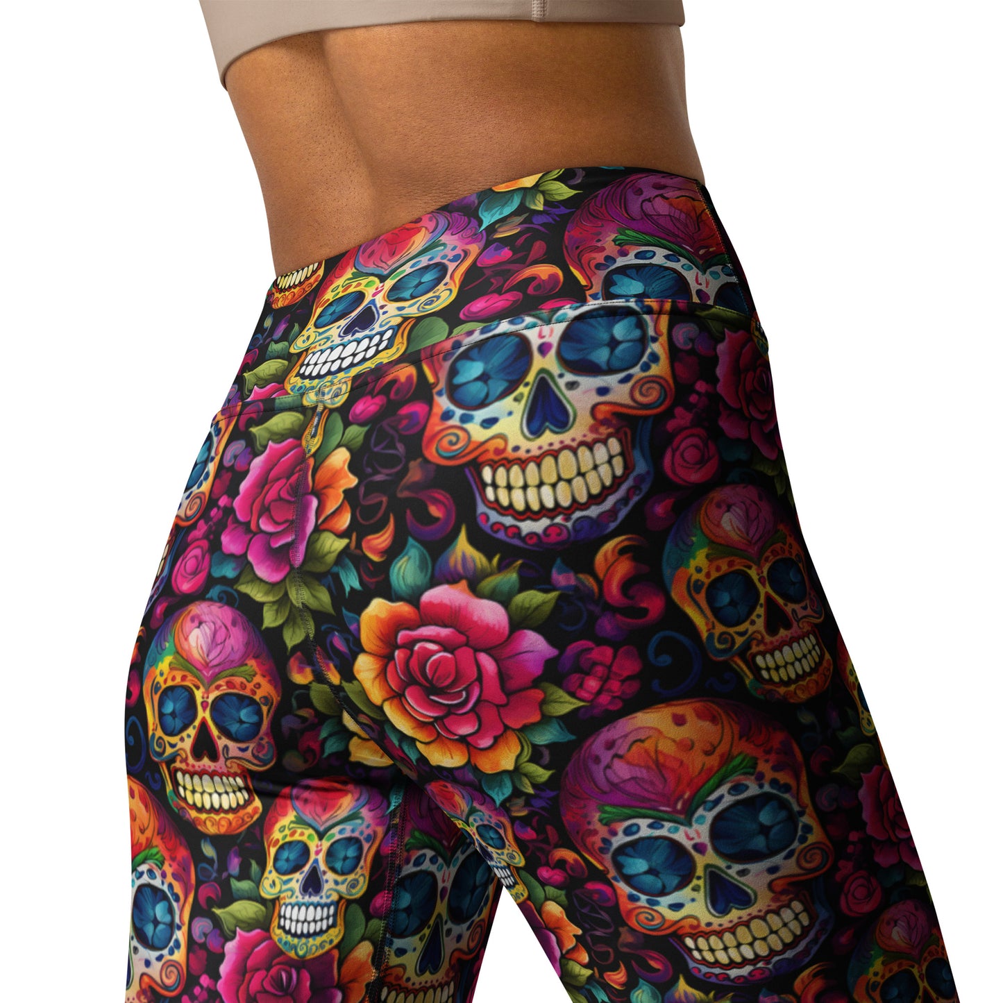 Sugar Skull & Roses Yoga Leggings