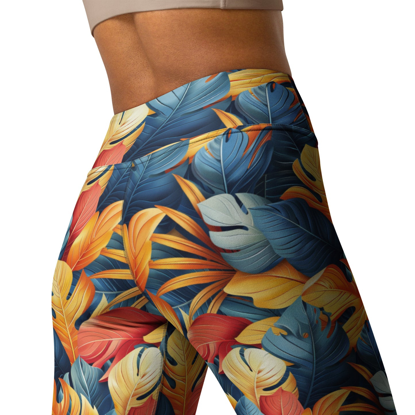 Colorful Tropical Foliage Printed Yoga Leggings