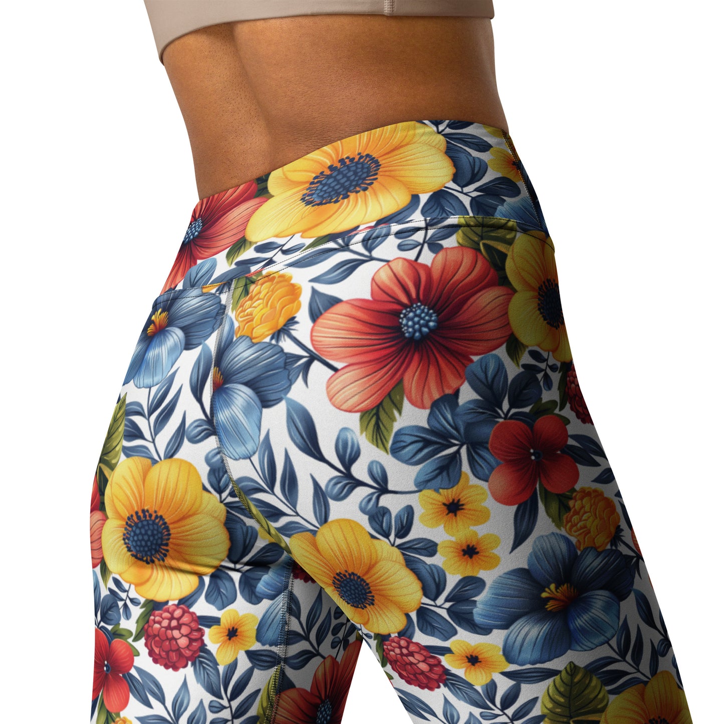 Whispering Tropical Flowers Printed Yoga Leggings