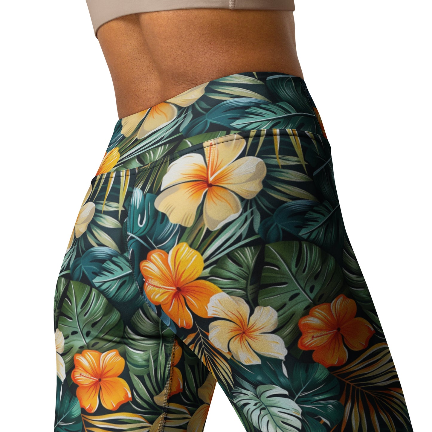 Tropical Floral Pattern Printed Yoga Leggings