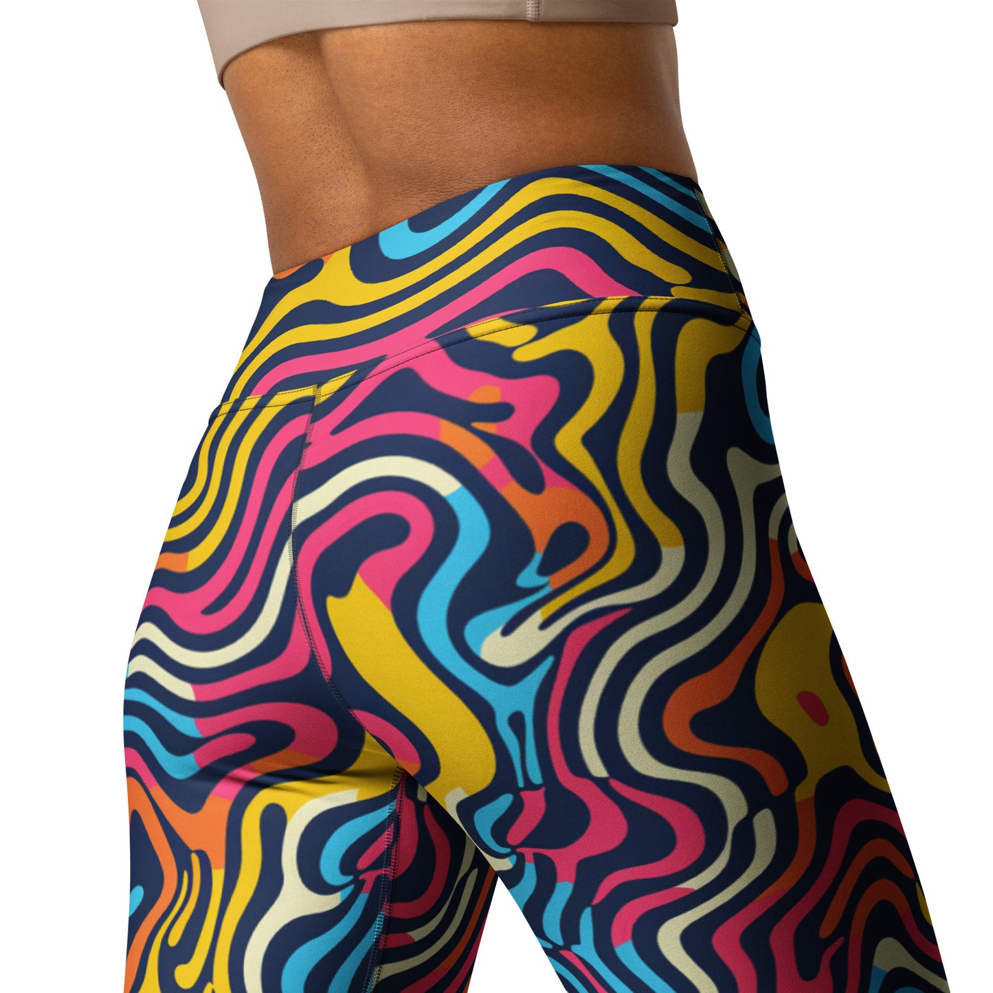 Psychedelic Waves Pattern Yoga Leggings